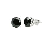 14k White Gold Round Black Diamond Stud Earrings (1.00 cttw)