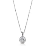 Valentine Day Sterling Silver Round Cubic Zirconia CZ Solitaire Pendant Necklace
