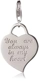 VINANI German 925 Sterling Silver Charm Pendant Heart shiny Inscription “You are always in my heart” HHSY