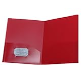 Red Heavy Duty Plastic 2 Pocket Presentation Folder (9x12) - Sold individually