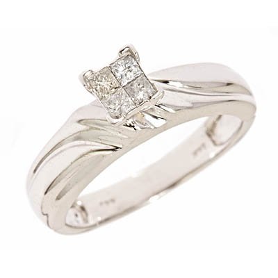 319j%2BTOnMYL 1/4 CT. T.W. Princess Cut Diamond Ladies Engagement Ring 14K White Gold   Size 7