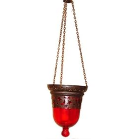 Red Glass Lantern Stars & Moon