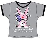 Happy Bunny Give Me Your Number! Like I'd ever Call You Adult Large Tee Shirt
