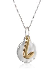 Sterling Silver and 14k Gold Over Sterling Silver Two Piece Initial Pendant Necklace, 18"