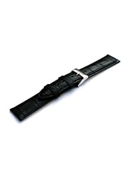 Black Genuine Leather Crocodile Pattern 20L (Long) Watch Strap SS Clasp