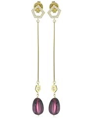 Ron Hami "Secret Blossom" Yellow Gold Rubellite and Diamond Long Bar Drop Earrings