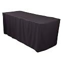 6 Foot Fitted Polyester Tablecloth Black