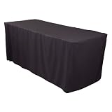 6 Foot Fitted Polyester Tablecloth Black by LinenTablecloth