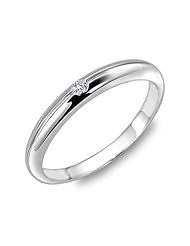 18k White Gold Comfort Fit Single Inlay Polish Finishing Women Wedding Ring... by 