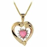 Vermeil Open Heart Pendant with Diamond Accents and Simulated Pink Opal