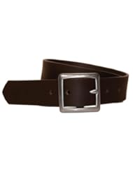 Sports: Bison Designs Full Grain Water Buffalo Leather 32mm Standard Leather Belt with Dull Silver Buckle (Brown, 36-Inch Waist)