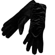 Fownes Womens Long Ruched Black Velvet Gloves rushed