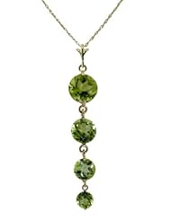 14k Gold Pendant Drop Necklace with Genuine Peridots