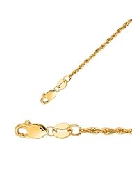 18" 10K Yellow Gold 1.5mm (0.06") Polished Diamond Cut Light Weight Sparkle Rope Chain w/ Lobster Clasp