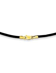 14k Yellow Gold 2mm 16in Black Leather Cord Necklace.