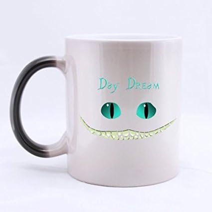 2buymore Custom morphing Mug Cheshire Cat Smile Ceramic Coffee Cups Color Changing 11 Oz