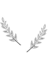 Humble Chic Women's Olive Leaf Ear Crawlers - Tiny Delicate Goldtone Branch Stud Earrings