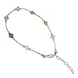 bda004 Sterling Silver Multi Crystal Anklet 9 to 10 inch Ankle Bracelet Made with Swarovski Elements