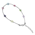 Multicolor Swarovski Crystal Sterling Silver Ankle Bracelet 9" 9.5" 10" Length Adjustable Anklet