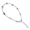 Multicolor Swarovski Crystal Sterling Silver Ankle Bracelet 9