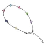 Multicolor Swarovski Crystal Sterling Silver Ankle Bracelet 9