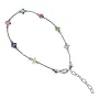 BDA004 Multicolor Swarovski Crystal .925 Silver Ankle Bracelet 9" 9.5" 10" Length Adjustable Anklet