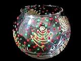 Christmas Trees Design - Hand Painted - 19 oz. Bubble Ball with candle