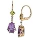 Amethyst and Peridot Diamond Accent Earrings