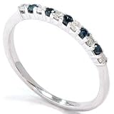 .25CT Blue & White Colored Diamond Ring 14K White Gold Wedding Anniversary Band