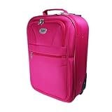 Brand New Suitcase Style 18 inch Wheeled Flight Cabin Hand Luggage Travel Holiday Bag Suitcase - Use Easyjet and Ryanair - Black, Red, Pink, Purple or Blue (Pink)