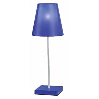 Normande Lighting 40W Incandescent Accent Lamp. 14.5 High with Blue Plastic Base and Shade and a Brushed Steel Post. (Not CA Compliant)