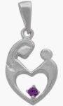 10K White Gold Amethyst Mother & Child Pendant