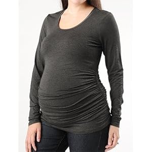 Buy A Pea in the Pod Collection: Long Sleeve Scoop Neck Side Ruched Maternity T Shirt by A Pea in the Pod