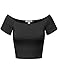 FPT Womens Basic Short Sleeve Off The Shoulder Crop Top