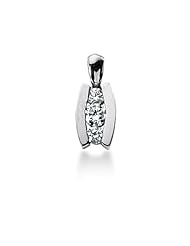Three Stone Round Brilliant Diamond Pendant in 14K White Gold