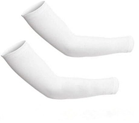 1 Pair Sports Cycling Golf Sun UV Protection Arm Cooler Cooling Sleeves,White L