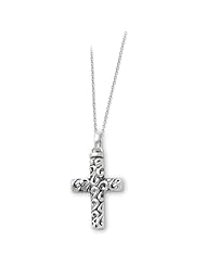 Sterling Silver Antiqued Cross Remembrance Ash Holder 18in Necklace