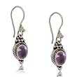 Amethyst Ornate Dangle Earrings in Sterling Silver
