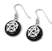 Sterling Silver Pentagram or Pentacle on Black Onyx Hook Earrings