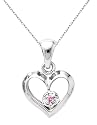 Sterling Silver Pink Sapphire Open Heart Pendant