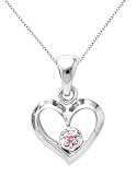 Sterling Silver Pink Sapphire Open Heart Pendant