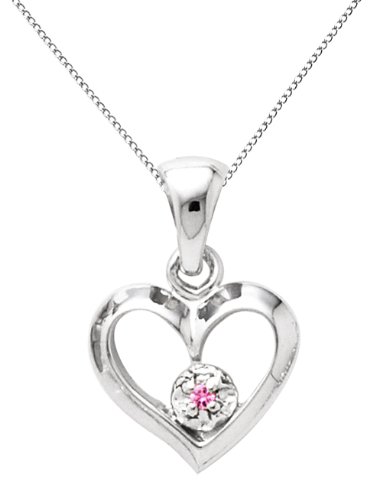 Sterling Silver Pink Sapphire Open Heart Pendant