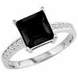 14K Gold Round Square Black Diamond and Diamond Ring