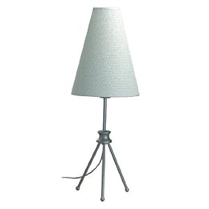 Unique Tripod Design Base w White Fabric Shade Table Desk Lamp by Century
