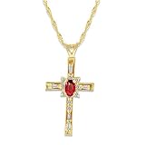 Search : 14K Yellow Gold Diamond & Ruby Cross Pendant