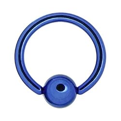 16 Gauge 5/16" Blue Anodized Titanium Ball Captive Ring