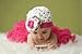 Leegoal 0-1 Year Old Baby Kids Photography Crochet Beanies Hats and Skirt Outfits,Rose red
