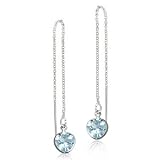 1ct. Natural Heart Shape Blue Topaz Sterling Silver Threader Earrings