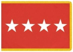 U.S. Army 4-Star General Indoor Outdoor Appliqued Nylon Flag Lined Pole Hem and 2" Yellow Gold Fringe 3' X 5'