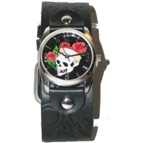 Vintage Ink #VI-W48 Women's Tattoo Inspired Wide Leather Strap Watch